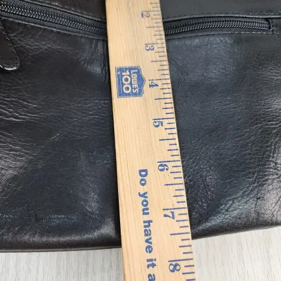 St. John’s Bay Black Leather Hobo Shoulder Bag Satchel Work Office Purse FLAWED - Picture 15 of 16